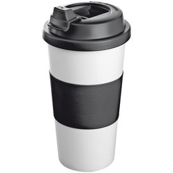 500ml plastic mug with silicone anti-burn grip and a matching lid 500ml plastic mug with silicone anti-burn grip and a matching lid