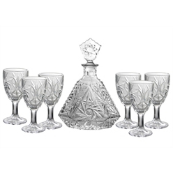 7 piece clear glass decanter set qith 6 wine glasses 7 piece clear glass decanter set qith 6 wine glasses