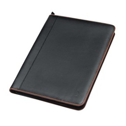 Genuine leather; Stylish Design; A4 Zipper closure folder; Pony step-and-repeat; PU inner lining; Holds A4 Notebook - book included; Business cards/credit card pockets; Brown trim; Document pocket; Pen loop; Embossing; Gift boxed Genuine leather; Stylish Design; A4 Zipper closure folder; Pony step-and-repeat; PU inner lining; Holds A4 Notebook - book included; Business cards/credit card pockets; Brown trim; Document pocket; Pen loop; Embossing; Gift boxed
