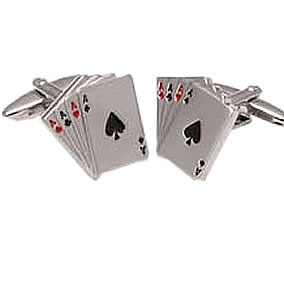 Brushed silver Aces Cufflinks in presentation box Brushed silver Aces Cufflinks in presentation box