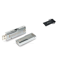 Stainless steel; version 2.0; USB mechanism can be ejected when combination is correctly entered; microfibre presentation pouch Stainless steel; version 2.0; USB mechanism can be ejected when combination is correctly entered; microfibre presentation pouch