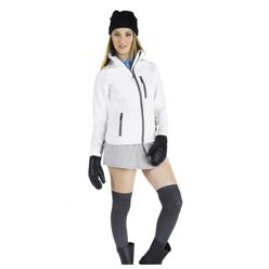 Arctic softshell ladies jacket: 300 gsm. Exterior 92% Polyester/ 8% elastone. Interior 100% polyester. Adjustable bottom hem with elasticated drawcord and stoppers. Three zipper pockets with matching puller. Adjustable cuff with rubber tab and velcro exrawarm micropolar. Full zipper jacket with chin protector. Soft shell composed of two layers. Wind and Water resistant fabric. Matching colour zipper puller.Raglan sleeve. Arctic softshell ladies jacket: 300 gsm. Exterior 92% Polyester/ 8% elastone. Interior 100% polyester. Adjustable bottom hem with elasticated drawcord and stoppers. Three zipper pockets with matching puller. Adjustable cuff with rubber tab and velcro exrawarm micropolar. Full zipper jacket with chin protector. Soft shell composed of two layers. Wind and Water resistant fabric. Matching colour zipper puller.Raglan sleeve.