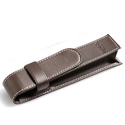 Upper barrel: brass with polished chrome plating; lower barrel: brass with genuine leather wrap; clip; tip & trim: polished chrome; with black German ink; simulated leather pouch Upper barrel: brass with polished chrome plating; lower barrel: brass with genuine leather wrap; clip; tip & trim: polished chrome; with black German ink; simulated leather pouch