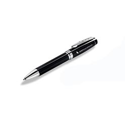 Barrel: brass with gloss lacquered coating; clip; tip & trim: polished chrome; with black German ink; simulated leather pouch Barrel: brass with gloss lacquered coating; clip; tip & trim: polished chrome; with black German ink; simulated leather pouch