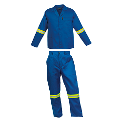 Jacket features include two side pockets; Monza chest pocket with single top-stitching throughout. The pants have 1/2 elasticated waistband; two side pockets; one back pocket and triple-stitched inner leg; back and front rise. 210g; Poly cotton twill fabric Jacket features include two side pockets; Monza chest pocket with single top-stitching throughout. The pants have 1/2 elasticated waistband; two side pockets; one back pocket and triple-stitched inner leg; back and front rise. 210g; Poly cotton twill fabric