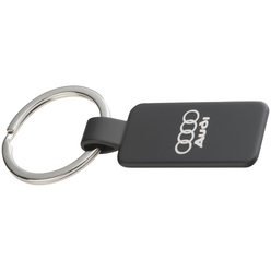 Black lacquered metal key ring - silver finish engraving effect Black lacquered metal key ring - silver finish engraving effect