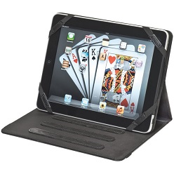 Bonded leather tablet cover with three adjustable levels for the optional viewing angle Bonded leather tablet cover with three adjustable levels for the optional viewing angle