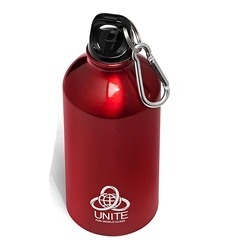 Aluminium Water Bottle with twist-on lid; 5mm silver carabiner; BPA free Aluminium Water Bottle with twist-on lid; 5mm silver carabiner; BPA free
