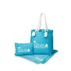 Beach Bagset consisting of 100% Polyester pareo; laminated jute bag and laminated cosmetic bag Beach Bagset consisting of 100% Polyester pareo; laminated jute bag and laminated cosmetic bag