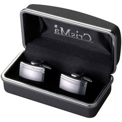 Crisma designer cufflinks in mat silver finish. Elegantly presented in a hard shell box with black velvet inlay Crisma designer cufflinks in mat silver finish. Elegantly presented in a hard shell box with black velvet inlay