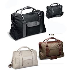 Cotton & nylon with simulated leather accents; simulated leather grip; adjustable; removable shoulder strap Cotton & nylon with simulated leather accents; simulated leather grip; adjustable; removable shoulder strap