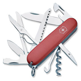 Large blade; small blade; corkscrew; can opener with small screwdriver; cap lifter with screwdriver; wire stripper; reamer; punch; key ring attachment; tweezers; toothpick; scissors; multi-purpose hoo.... Large blade; small blade; corkscrew; can opener with small screwdriver; cap lifter with screwdriver; wire stripper; reamer; punch; key ring attachment; tweezers; toothpick; scissors; multi-purpose hoo....