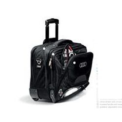 Dobby nylon with scuba trim; padded; detachable shoulder strap and telescopic handle Dobby nylon with scuba trim; padded; detachable shoulder strap and telescopic handle