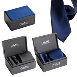 Executive Gents Gift Set with silk tie; pocket handkerchief and matching cuff links in a black gift box Executive Gents Gift Set with silk tie; pocket handkerchief and matching cuff links in a black gift box