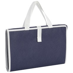 Folding Beach Mat; Snap closure; Folded; open; 2 Pockets; 27cm Handles; Made from recyclable 80GSM Non-Woven pp material Folding Beach Mat; Snap closure; Folded; open; 2 Pockets; 27cm Handles; Made from recyclable 80GSM Non-Woven pp material
