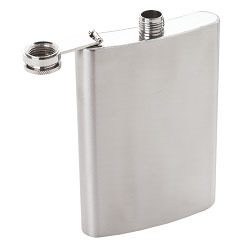 Stainless steel Hip Flask with a twist top; 225ml capacity; 18/8 stainless steel; hinged metal safety lid connector Stainless steel Hip Flask with a twist top; 225ml capacity; 18/8 stainless steel; hinged metal safety lid connector