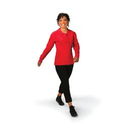 Ladies L/Sleeve Golfer; Material 100% cotton. 1 x1rib knit collar & cuffs. Self-fabric neck tape. 3 button placket. Tone-on-tone logo buttons. Siide slits Ladies L/Sleeve Golfer; Material 100% cotton. 1 x1rib knit collar & cuffs. Self-fabric neck tape. 3 button placket. Tone-on-tone logo buttons. Siide slits