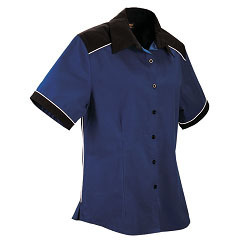 Ladies fit Poly cotton mid-weight shirting fabric Ladies Racing Pit Shirt with front and back darts for a more tapered garment; includes side vents; contrast piping on the side seams; curved hem and m.... Ladies fit Poly cotton mid-weight shirting fabric Ladies Racing Pit Shirt with front and back darts for a more tapered garment; includes side vents; contrast piping on the side seams; curved hem and m....