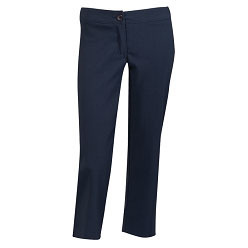 Stretch poly/rayon/spandex fabric Crop Pants for waring comfort and great fit; slightly lowered waistband; with single button closure and nylon zipper (Priced from size 30) Stretch poly/rayon/spandex fabric Crop Pants for waring comfort and great fit; slightly lowered waistband; with single button closure and nylon zipper (Priced from size 30)