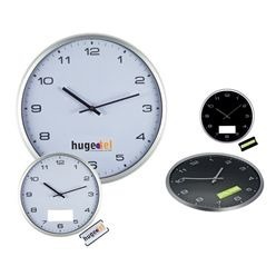 A large wall clock that has a removable plate for easy branding. A large wall clock that has a removable plate for easy branding.