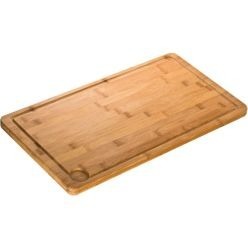 Massive bamboo cutting board; especially suited for preparing food due to its antibacterial feature. Channelled around the edge to collect fluids Massive bamboo cutting board; especially suited for preparing food due to its antibacterial feature. Channelled around the edge to collect fluids