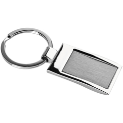 Metal Key ring; rectangular; chrome with matt-brushed insert Metal Key ring; rectangular; chrome with matt-brushed insert