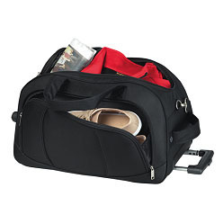 Black 600D Nylon Large Trolley Luggage Bag with zippered main compartment; front zippered compartment; foot stands; carry handle and telescopic handle Black 600D Nylon Large Trolley Luggage Bag with zippered main compartment; front zippered compartment; foot stands; carry handle and telescopic handle