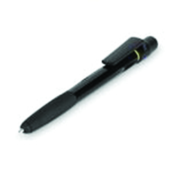 Stylish pen with black German ink; pen nib retracts to create a stylus which is activated when holding the rubber grib Stylish pen with black German ink; pen nib retracts to create a stylus which is activated when holding the rubber grib