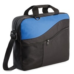 Black 600D Conference Bag with coloured wave on top; adjustable shoulders trap; carry handles on top; front zippered compartment; front mesh compartment Black 600D Conference Bag with coloured wave on top; adjustable shoulders trap; carry handles on top; front zippered compartment; front mesh compartment