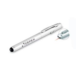 Lower barrel: brass; lid: aluminium; clip: steel; trim: polished chrome; with black German ink; laser pointer with LED light; 3 x AG3 button; cell batteries included Lower barrel: brass; lid: aluminium; clip: steel; trim: polished chrome; with black German ink; laser pointer with LED light; 3 x AG3 button; cell batteries included
