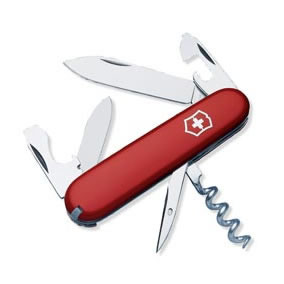 Large blade; small blade; corkscrew; can opener with small screwdriver; cap lifter with screwdriver; wire stripper; reamer; punch; keyring attachment (stainless); tweezers; toothpick Large blade; small blade; corkscrew; can opener with small screwdriver; cap lifter with screwdriver; wire stripper; reamer; punch; keyring attachment (stainless); tweezers; toothpick