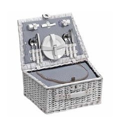 Wicker picnic set for 4 with cooling compartment-includes: salt and pepper canister; 4x plates; glasses;fork;knife and spoons Wicker picnic set for 4 with cooling compartment-includes: salt and pepper canister; 4x plates; glasses;fork;knife and spoons
