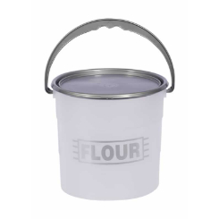 "Contour Plastic 10itre bucket with lid, printed ""Flour"""