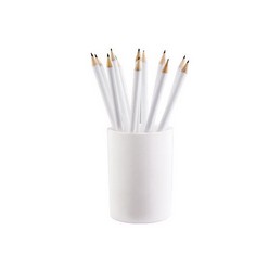 12 Sharpened wooden HB pencils with eraser in a cup in clear packaging. Mix & match colours