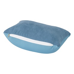 polynomic, polystyrene spandex sued 2 in 1 travel pillow, travel pillow can be transformed into a square pillow by using the zipper, suede fabric loop