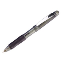 Twist one way for black ink ballpoint. Twist the other way for a 0.7mm clutch pencil. With an eraser at the back.