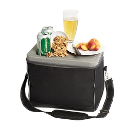 20 Litre cooler with lid and tray: EVA Cover, double zipper, contrast piping, aluminium foil lining, 30 Can capacity, 2 De bossed Can holder on lid, adjustable removable padded shoulder strap