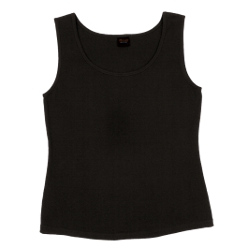 210G Ladies Vest: Features includes self-fabric trim on neckline and armholes with top-stitching. Available in three feminine colours. Ideal garment for sports or cam application. 100% carded cotton 1x1 rib fabric, Shaped body for flattering appearance, scooped neckline