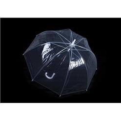 23 inch Clear dome umbrella (POE), manual open, PVC material, steel shaft, white hooked plastic handle and no trim23 inch 