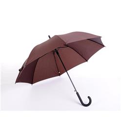 23 inch Rubber hooked handle umbrella, auto open, pongee material, black zinc coated steel shaft, same-material carry bag, black rubber hooked handle