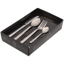 24 piece cutlery set, stainless steel with mirror finish, 6 forks, 6 knives, 6 spoons, 6 teaspoons, Packaged in a presentation box, Stainless steel