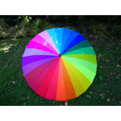 24 Panels Rainbow Umbrella with Leather Straight Handle