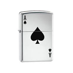 250 Lucky Ace imprint in a high polished chrome zippo lighter