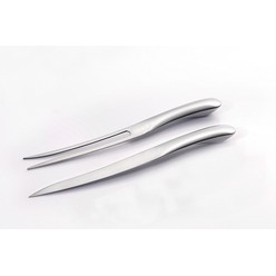 2pc stainless steel carving set in black gift box (fork and knife - 35x3cm) (box - 37x12x3cm)