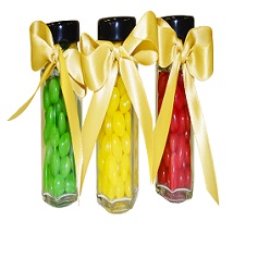 3 Colour jelly bean bottle hamper includes 3 x bottles filled with jelly beans