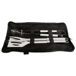 With Spatula, Tongs and Fork. Includes Carry Bag