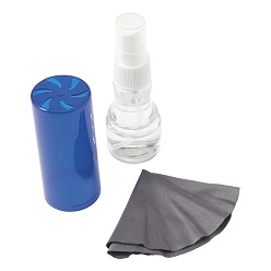 30ml lens and screen cleaning spray, Microfiber cloth can be folded into the lid of the container