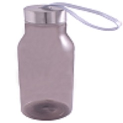 Cylinder shaped water bottle with aluminium cap and ribbon strap, 350ml