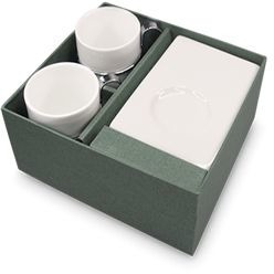 Coffee Set including 2 coffee mugs with silver handles and 2 coasters, neatly displayed in a presentation box.. Are you looking to buy a gift for your beloved one or someone known? Want the gift to be elegant and well designed to suit the specific taste and moods of the recipient? Then why not consider buying branded coffee set. It comes with two coffee mugs with beautifully carved silver handles and two coasters. It is also neatly kept in a gift box to make it much more presentable and elegant ....