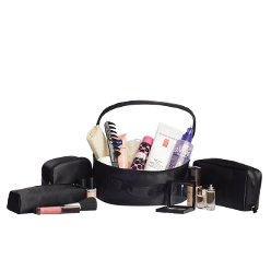 4 PC Cosmetic Bag Set: Small size rectangular bag, medium sized square bag, large sized oval bag, 190T lining, 0.3mm clear pvc top, accessories Not included